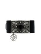 Alexander Mcqueen Leather Skull And Crystal Embellished Bracelet -