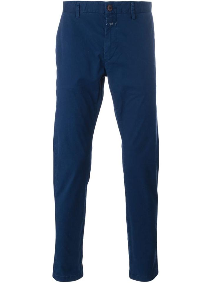 Closed Slim Fit Trousers, Men's, Size: 32, Blue, Cotton/spandex/elastane