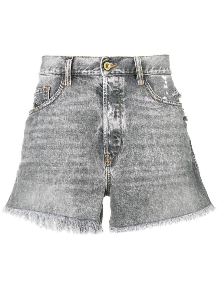 Diesel Destroyed-look Denim Shorts - Grey
