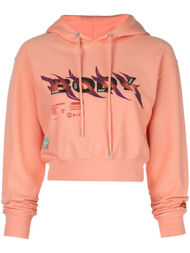 Heron Preston Printed Crop Hoodie - Pink
