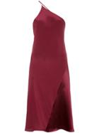 Kacey Devlin One Shoulder Midi Dress - Red