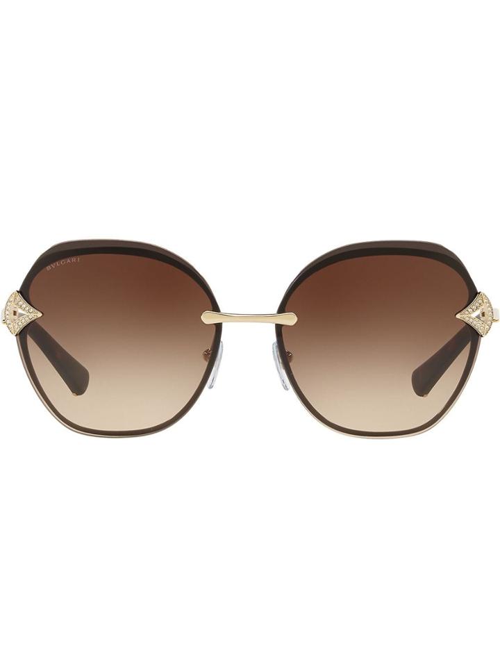 Bulgari Oversized Round Frame Sunglasses - Metallic