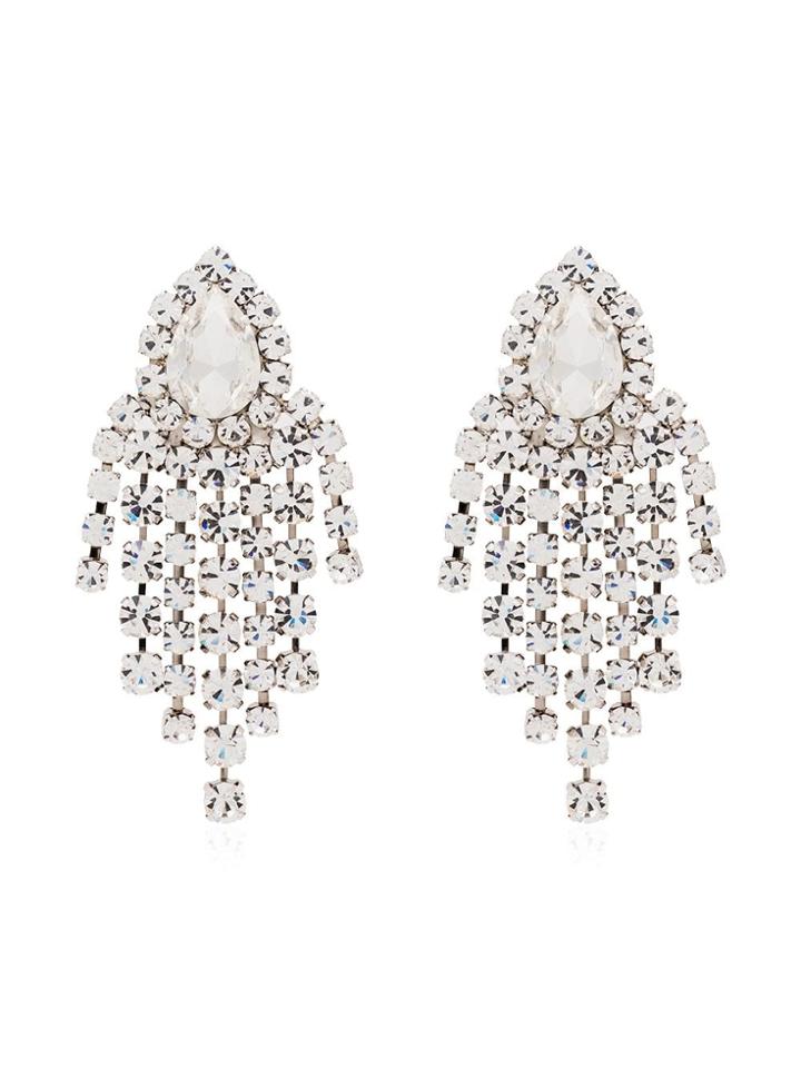 Alessandra Rich Crystal Drop Earrings - Silver