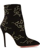 Charlotte Olympia Embroidered Ankle Boots - Black