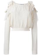 Philosophy Di Lorenzo Serafini Cold-shoulder Top, Women's, Size: 42, Nude/neutrals, Cotton/polyamide