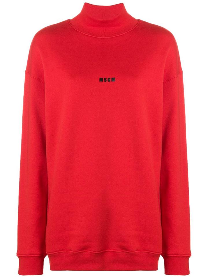 Msgm Turtle Neck Sweatshirt - Red