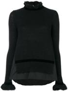 Moncler Frilled High Neck Sweater - Black