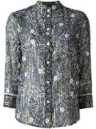 Marc Jacobs Sheer Printed Shirt, Women's, Size: 6, Blue, Cotton/silk/lurex