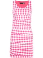 Love Moschino Gingham Check Mini Dress, Women's, Size: 42, Pink/purple, Cotton/polyamide/spandex/elastane/cotton