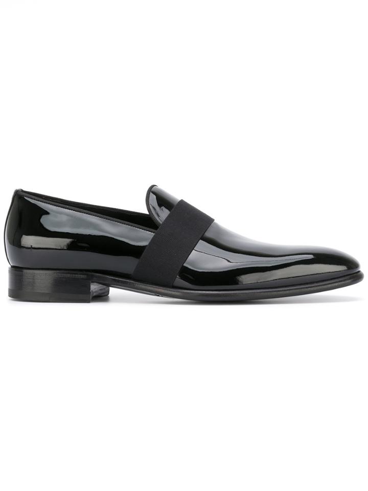 Santoni Band Detail Loafers - Black