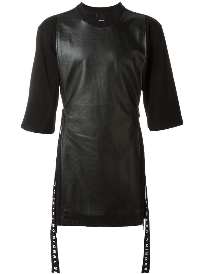 D-gnak Longline Leather Panel T-shirt