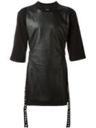 D-gnak Longline Leather Panel T-shirt