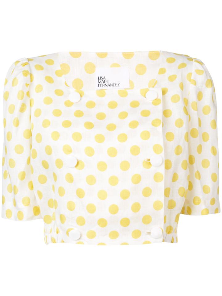 Lisa Marie Fernandez Polka-dot Cropped Blouse - Yellow & Orange