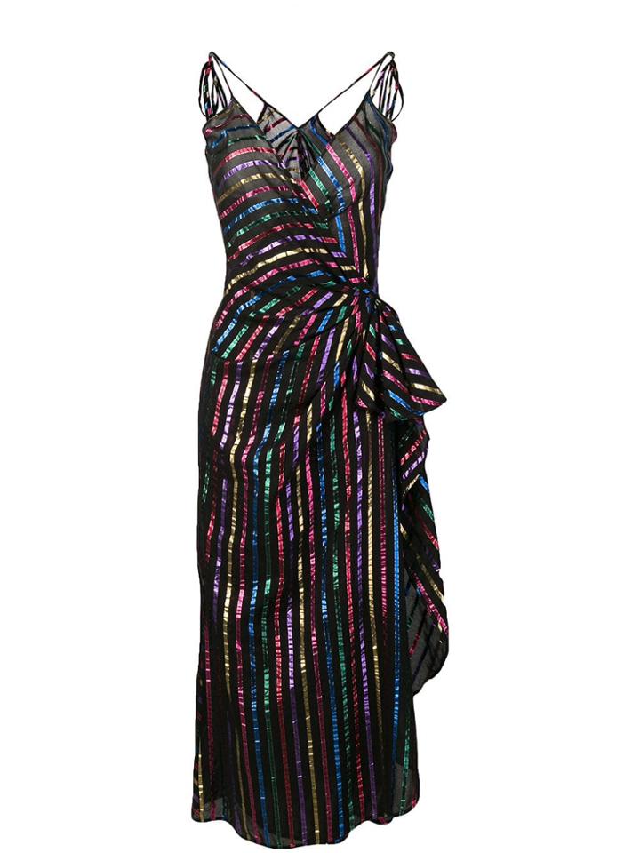 Attico Striped Midi Dress - Black