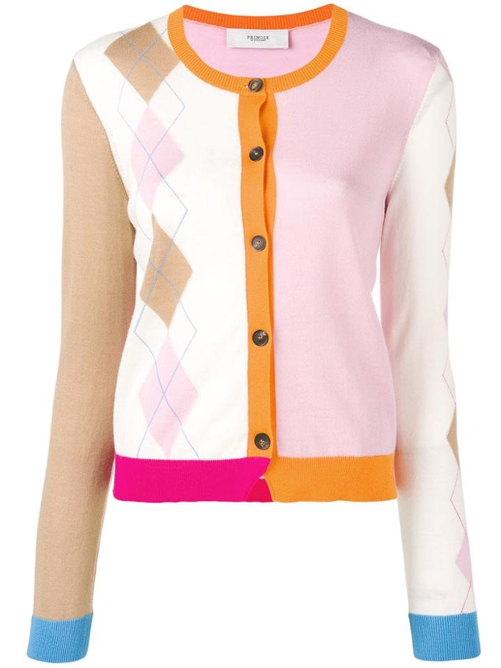 Pringle Of Scotland Argyle Colour Block Cardigan - Pink