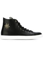 Charlotte Olympia Purrrfect Hi-top Sneakers, Men's, Size: 43, Black, Calf Leather/leather/rubber