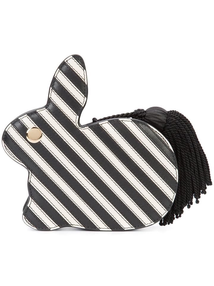 Hillier Bartley - Rabbit Tassel Tail Clutch - Women - Calf Leather/cotton/polyester - One Size, Black, Calf Leather/cotton/polyester