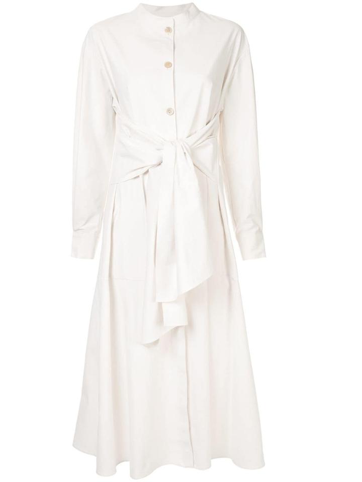 Le Ciel Bleu Waist-tie Shirt Dress - White