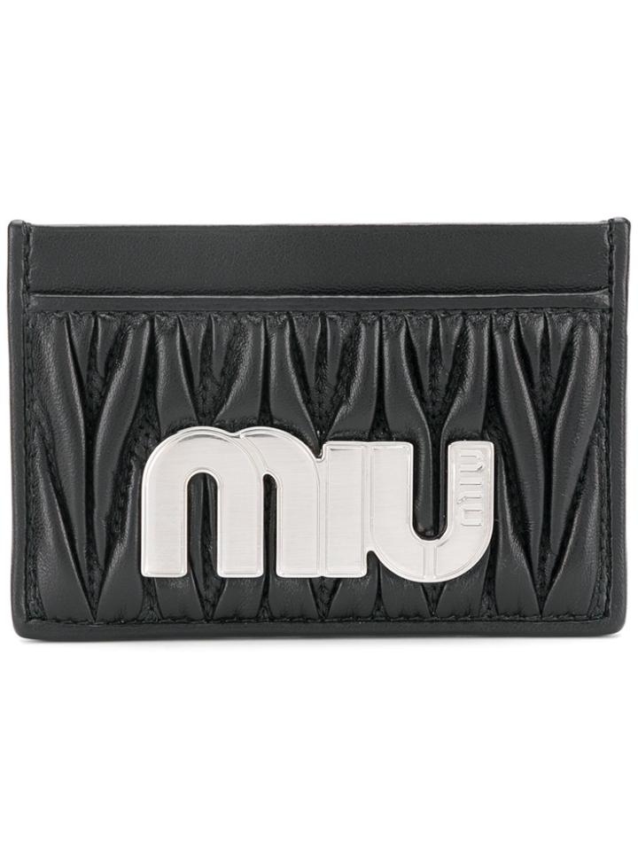 Miu Miu Matelassé Maxi Logo Card Holder - Black