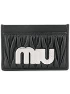 Miu Miu Matelassé Maxi Logo Card Holder - Black