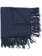 Brunello Cucinelli Frayed Scarf, Women's, Blue, Silk/cashmere