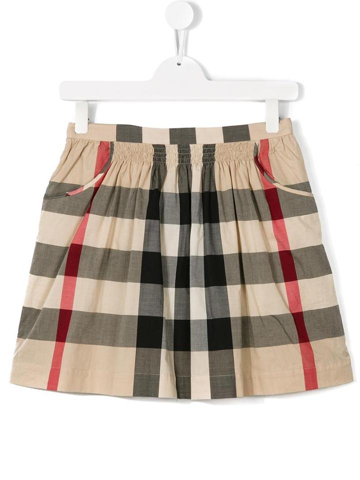 Burberry Kids New Classic Check Skirt, Girl's, Size: 14 Yrs, Nude/neutrals