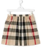 Burberry Kids New Classic Check Skirt, Girl's, Size: 14 Yrs, Nude/neutrals