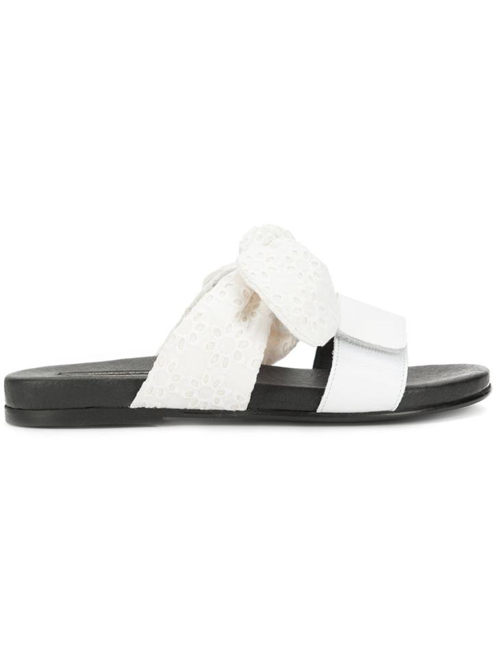 Mother Of Pearl Bow Front Sandals - White