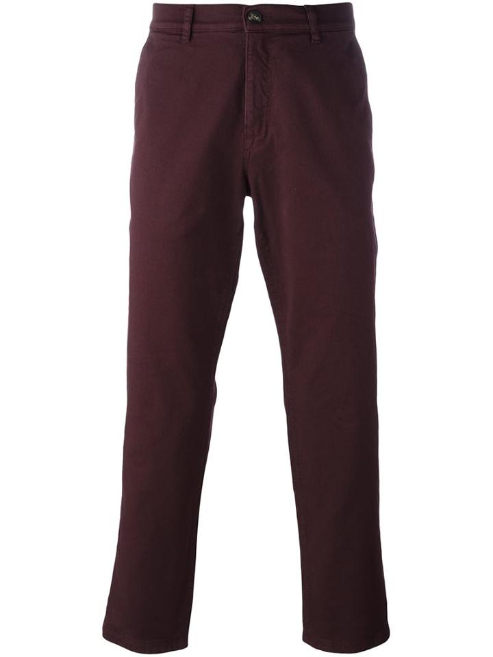 Kenzo Classic Chino Trousers, Men's, Size: 50, Red, Cotton/elastodiene