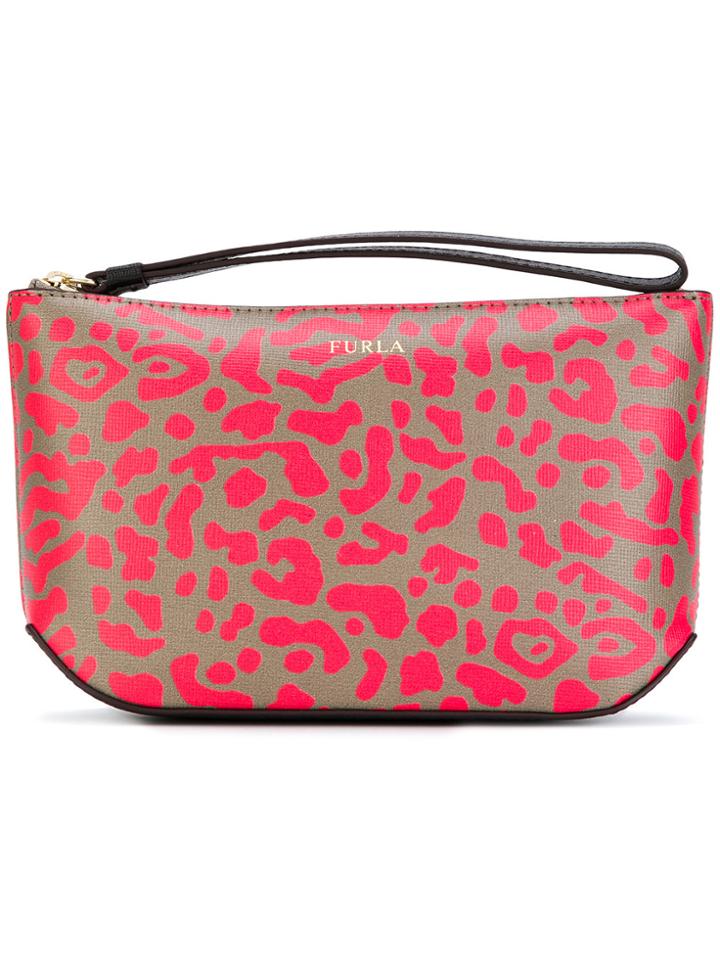 Furla Leopard Print Wristlet Clutch - Pink & Purple
