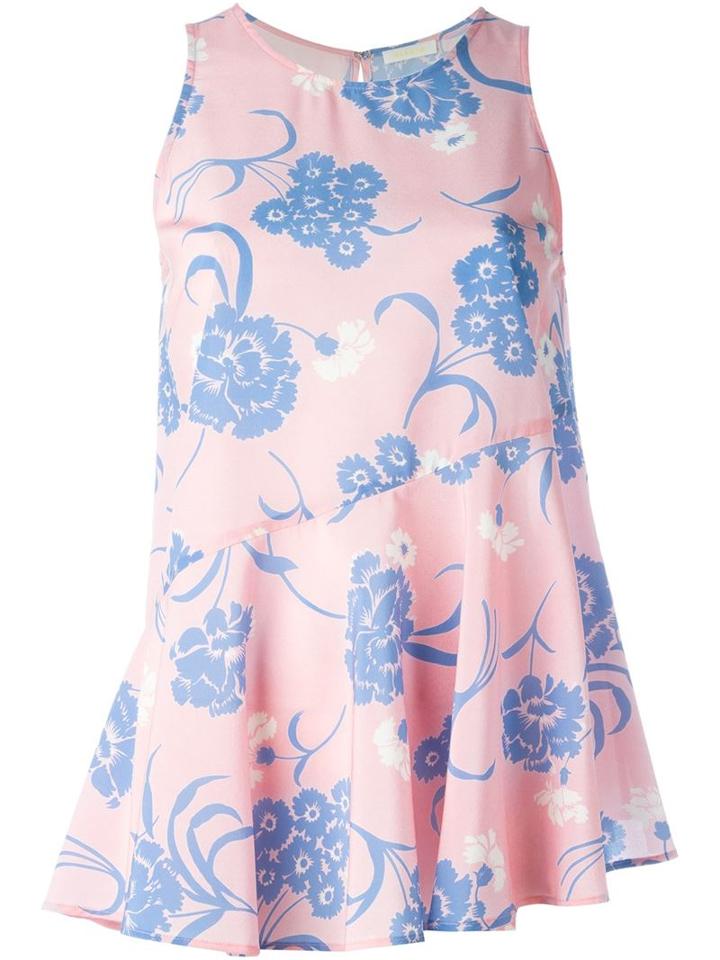P.a.r.o.s.h. Floral Print Tank Top, Women's, Size: Large, Pink/purple, Silk/spandex/elastane