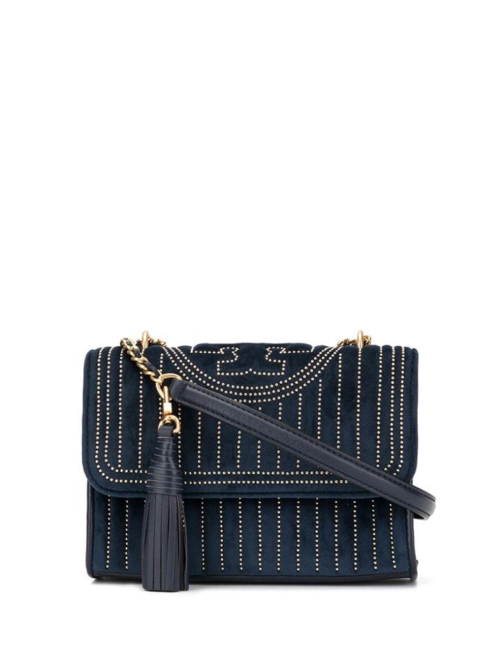Tory Burch Velvet Quilted Shoulder Bag - Blue