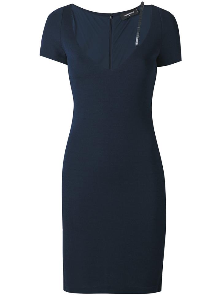 Dsquared2 - Deep V-neck Dress - Women - Polyamide/spandex/elastane/viscose - S, Blue, Polyamide/spandex/elastane/viscose