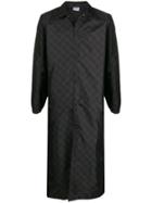 Sss World Corp Long Checkered Print Coat - Black