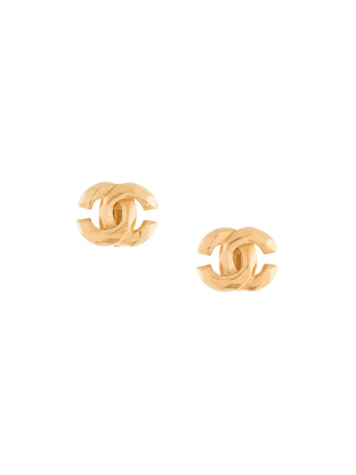 Chanel Vintage Mini Cc Earrings - Metallic