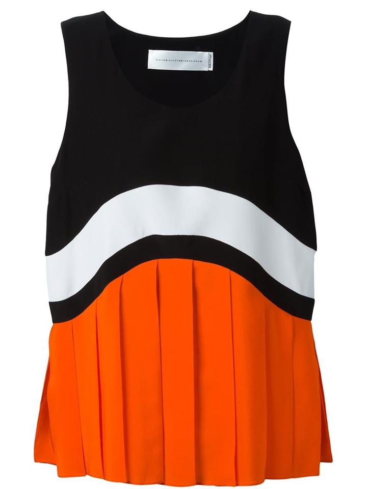 Victoria Victoria Beckham Colour Block Tank Top, Women's, Size: 8, Black, Silk