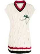 Lacoste Distressed Cable-knit Sweater Vest - Neutrals