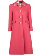 Dolce & Gabbana Floral Appliqué Tailored Coat - Pink