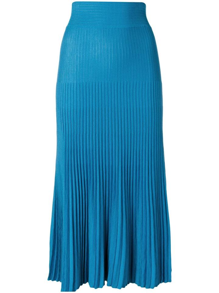 Agnona Rib Knit Godet Midi Skirt - Blue
