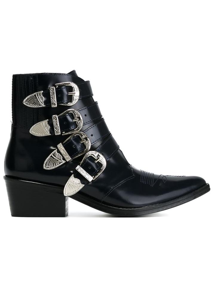 Toga Buckled Ankle Boots, Women's, Size: 36, Blue, Leather