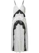 Self-portrait Lace Inserts Pleated Dress - White