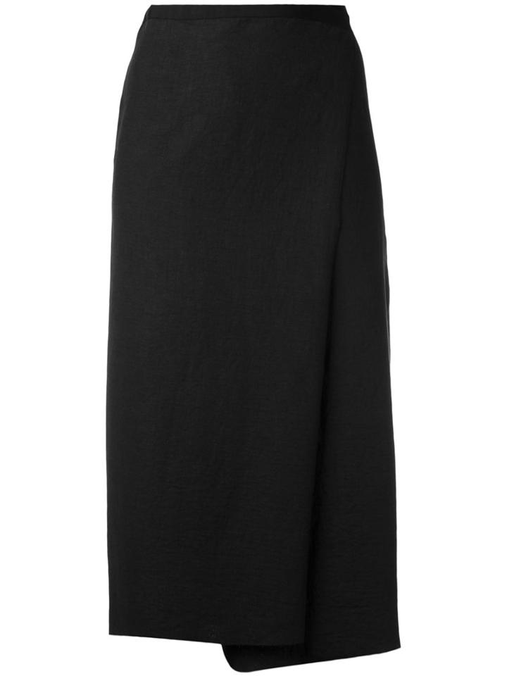 Falda Asymmetric Skirt - Women - Linen/flax - 4, Black, Linen/flax, Majestic Filatures