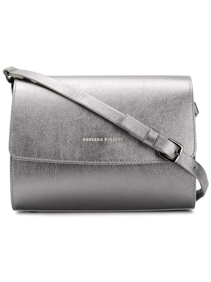 Fabiana Filippi Metallic Foldover Shoulder Bag - Silver