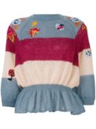 Red Valentino Embroidered Frill Knitted Top - Multicolour