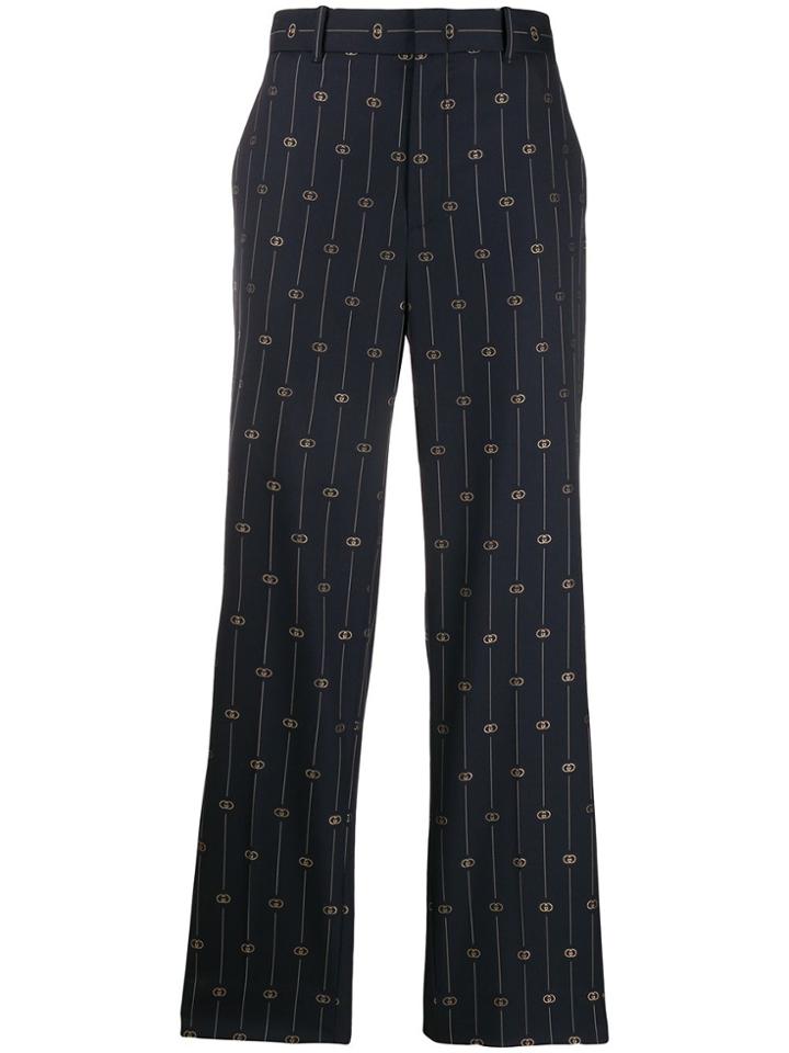 Gucci Gg Striped Straight-leg Trousers - Blue