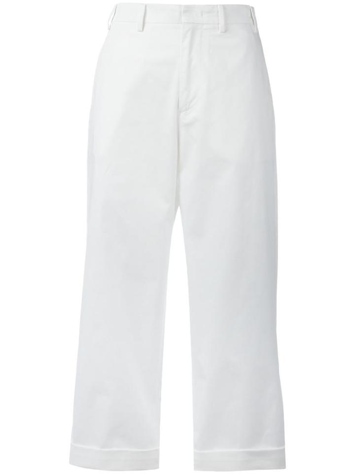 No21 Wide-legged Cropped Trousers, Women's, Size: 40, White, Cotton/spandex/elastane