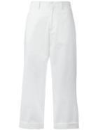 No21 Wide-legged Cropped Trousers, Women's, Size: 40, White, Cotton/spandex/elastane