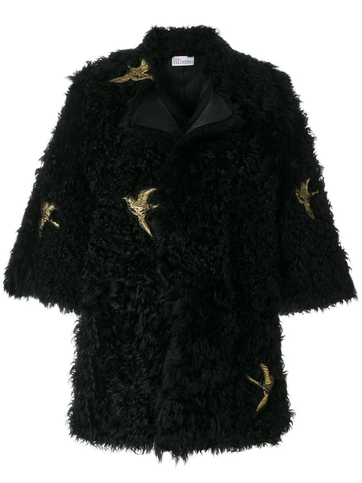 Red Valentino Swallow Bird Patch Coat - Black