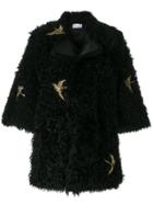 Red Valentino Swallow Bird Patch Coat - Black