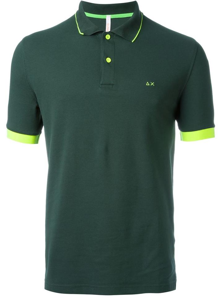 Sun 68 Small Sleeve And Collar Detail 'righe Fluo' Polo Shirt